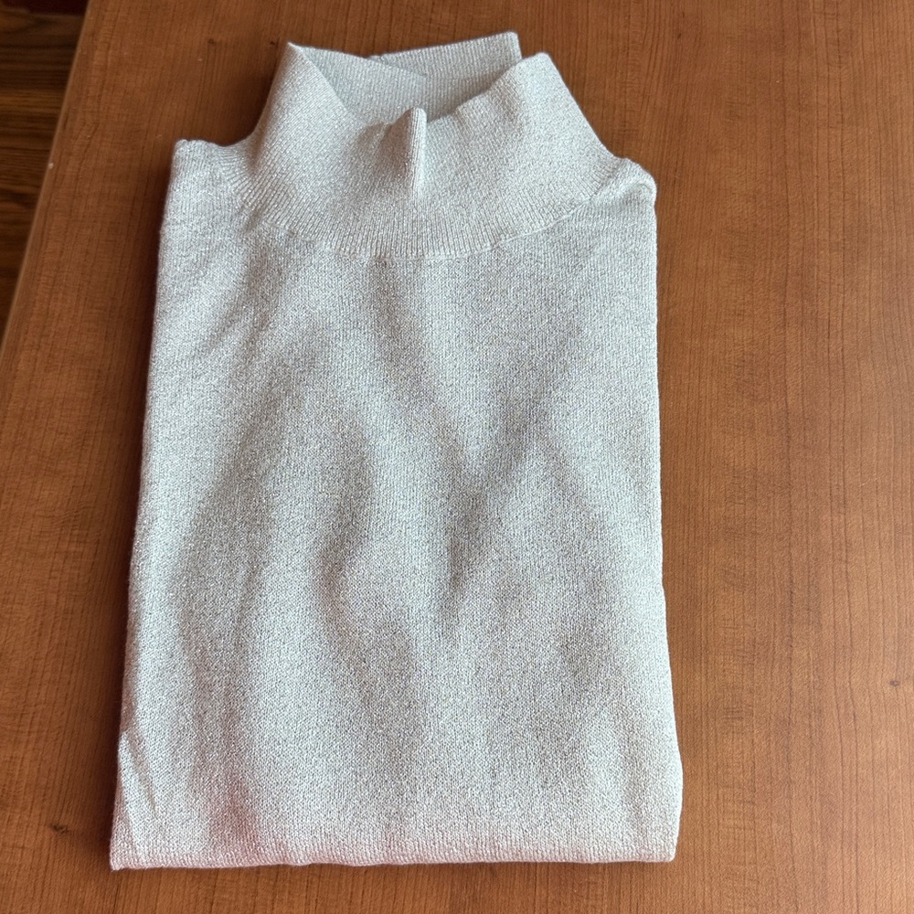 NWT LOFT Shimmer Sheer Mock Neck Sweater Sz XXS